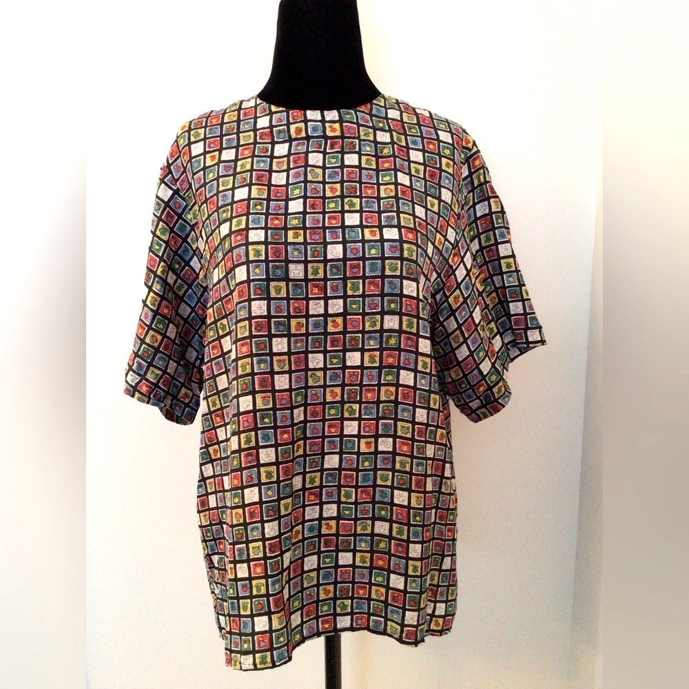 HENCE Multicolor Silk Short Sleeve Top Medium- excellent condition